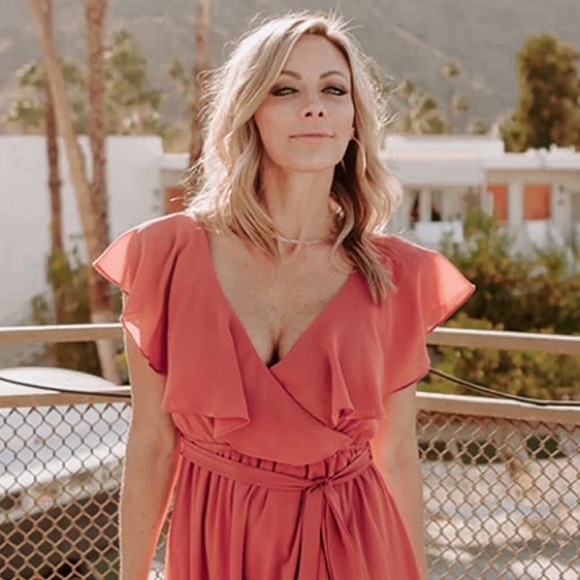 Baltic Born Katya Ruffle Maxi Dress Bridesmaid Chiffon Hi-Low Faux Wrap XS - Picture 2 of 8